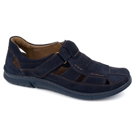 KOMODO Zapatos de cuero de velcro 937 azul marino 1