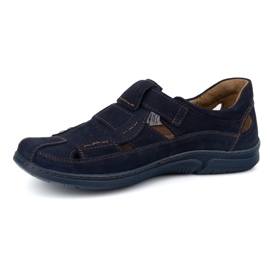 KOMODO Zapatos de cuero de velcro 937 azul marino 2