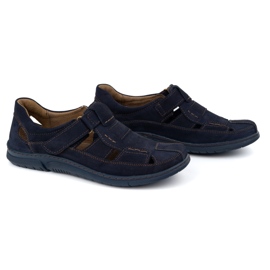 KOMODO Zapatos de cuero de velcro 937 azul marino 3