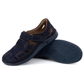 KOMODO Zapatos de cuero de velcro 937 azul marino 4