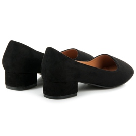 Salones de ante con tacones bajos negro 1