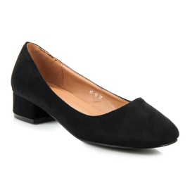 Salones de ante con tacones bajos negro 2