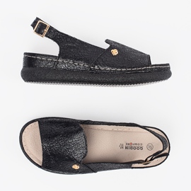 Goodin Sandalias negras con plantilla de piel. negro 5