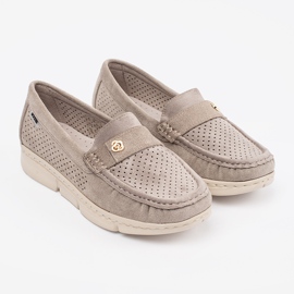 Goodin Mocasines abiertos beige oscuro con un elemento dorado 2