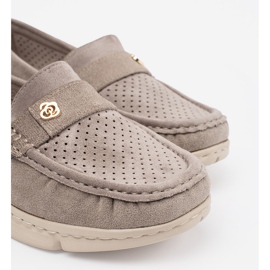Goodin Mocasines abiertos beige oscuro con un elemento dorado 4