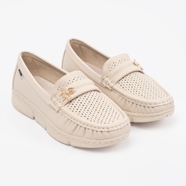 Goodin Beige Openwork Light Mocasins con un alfiler 3