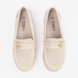 Goodin Beige Openwork Light Mocasins con un alfiler 4