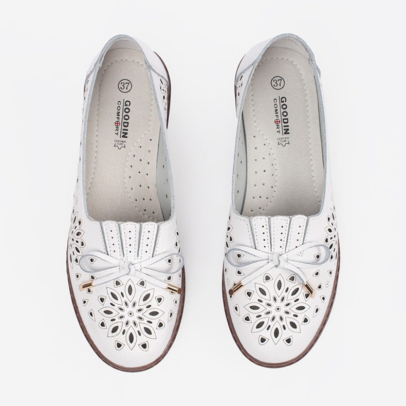 Goodin Zapatos de cuero blancos con arco 1