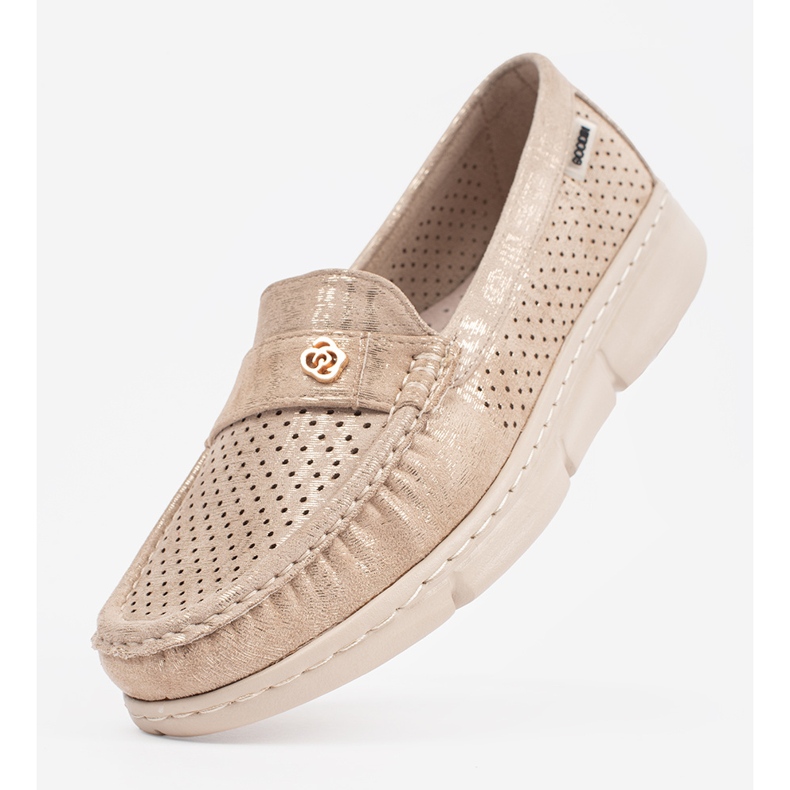 Goodin Mocasines abiertos beige con un elemento dorado 1