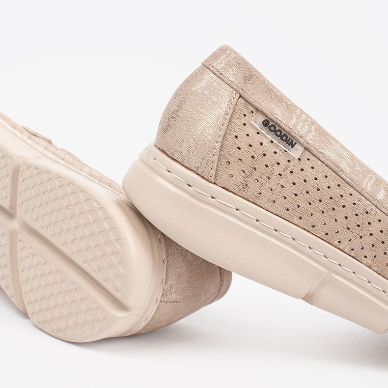 Goodin Mocasines abiertos beige con un elemento dorado 2