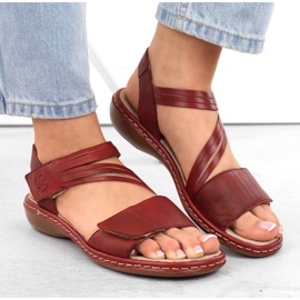 Sandalias cómodas de piel Rieker W RKR685 rojo 3