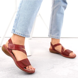 Sandalias cómodas de piel Rieker W RKR685 rojo 4
