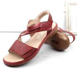 Sandalias cómodas de piel Rieker W RKR685 rojo 6