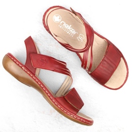 Sandalias cómodas de piel Rieker W RKR685 rojo 8