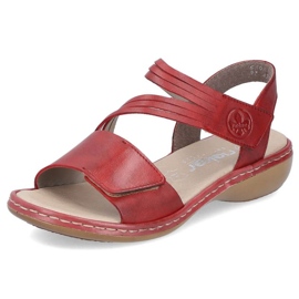 Sandalias cómodas de piel Rieker W RKR685 rojo 10