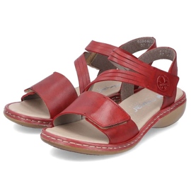 Sandalias cómodas de piel Rieker W RKR685 rojo 16
