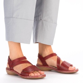 Sandalias cómodas de piel Rieker W RKR685 rojo 17