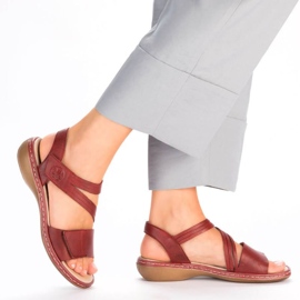 Sandalias cómodas de piel Rieker W RKR685 rojo 18