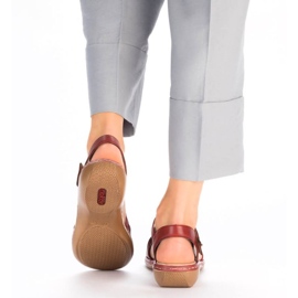 Sandalias cómodas de piel Rieker W RKR685 rojo 19