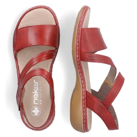 Sandalias cómodas de piel Rieker W RKR685 rojo 20