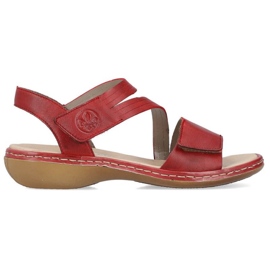 Sandalias cómodas de piel Rieker W RKR685 rojo 22