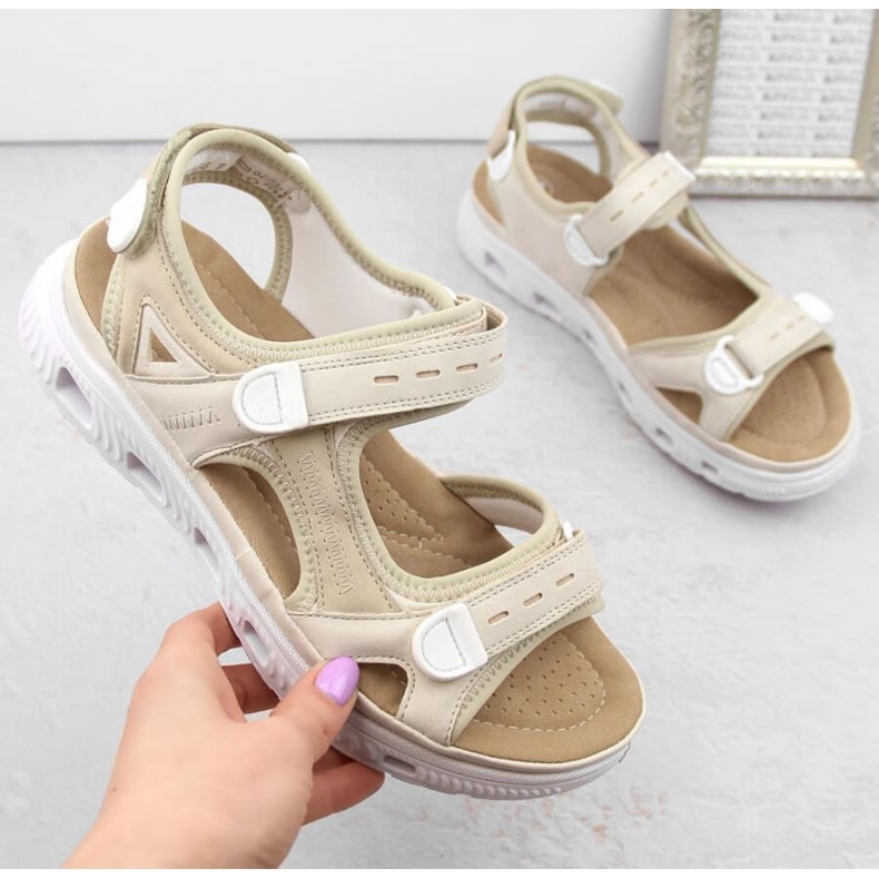 Sandalias cómodas velcro Rieker W RKR691 beige 2