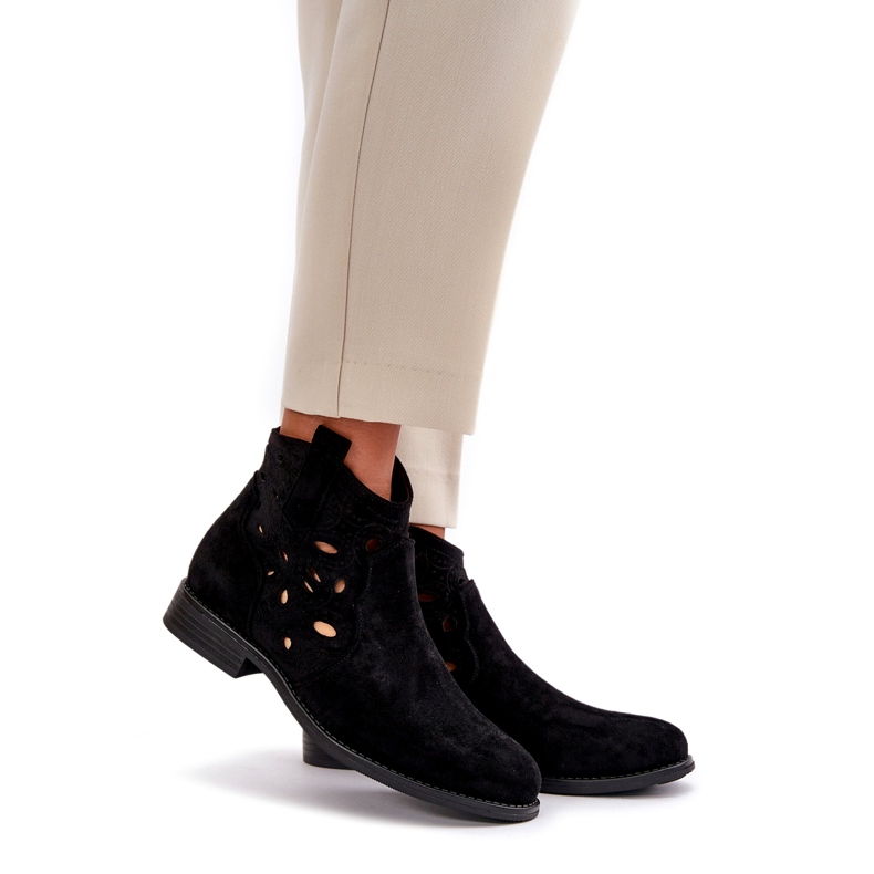 S.Barski Botas de Openwork para mujeres para Black Castle S. Barski Hy42-081 negro 1