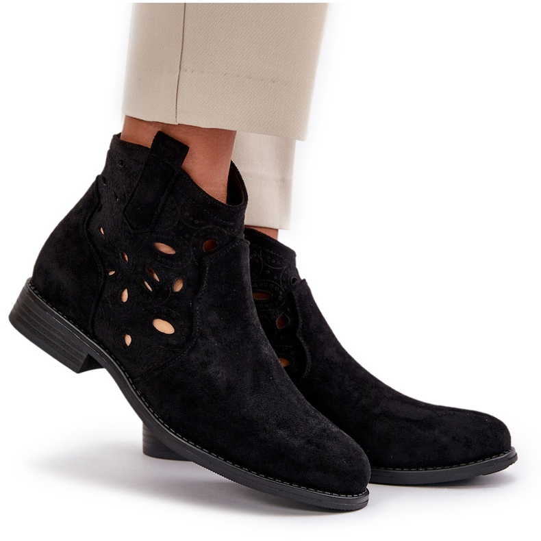 S.Barski Botas de Openwork para mujeres para Black Castle S. Barski Hy42-081 negro 5