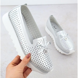 S. BARSKI Zapatos de cuero para mujeres abiertos plateado s.barski lr51-631 plata 1