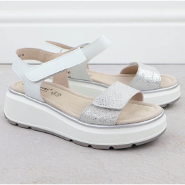 S.Barski Sandalias de cuero para mujeres para la plataforma de plata de velcro S. Barski LR51-543 2