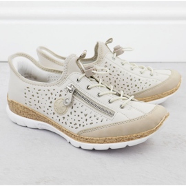 Zapatos para mujeres insertados cómodos beige rieker n42v3-60 2