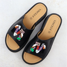 Flip de cuero para mujeres con cuentas negras Vinceza 66623 negro 3