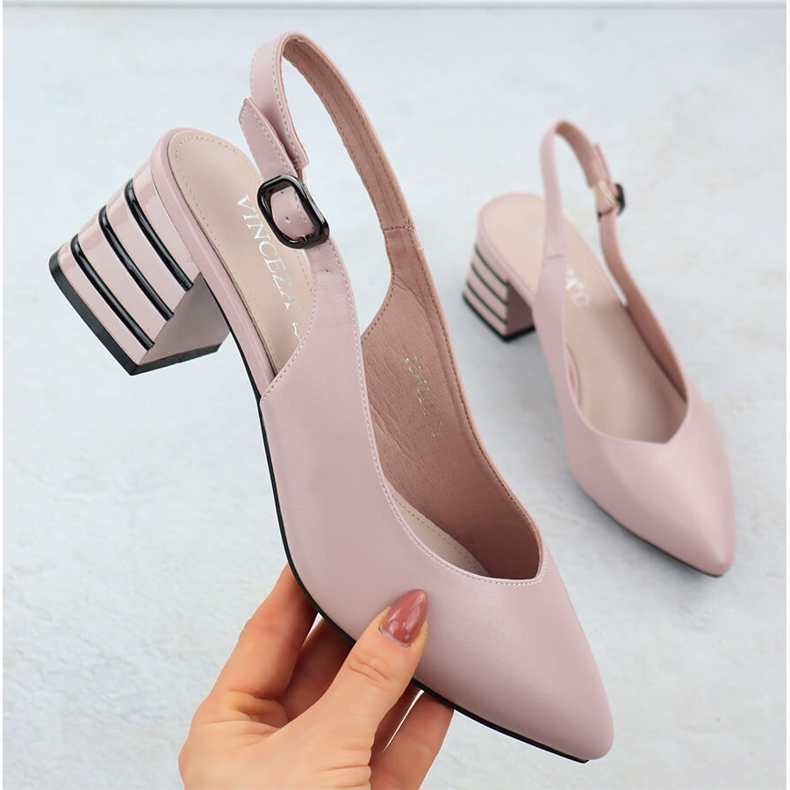 Bombas para mujeres en un tacón decorativo Pink Vinceza 62217 rosado 1