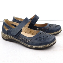 Zapatos para mujeres con velcro azul marino unisoft 7026 2