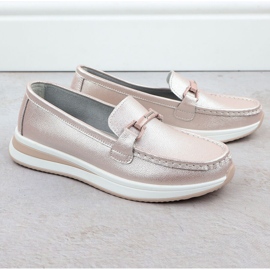 Zapatos de mocasín de cuero en la plataforma Pearl Pink S.Barski GR51-598 rosado 2