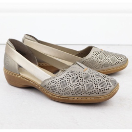 Zapatos de cuero a puertas de mujer, Meringue Comfort Rieker 41351-90 beige 2