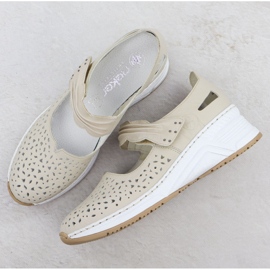 Zapatos de cuero de cuero beige rieker n4382-60 3