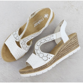 Sandalias de mujeres blancas Patrón de trabajo abierto Rieker blanco 3