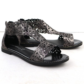 Sandalias de mujeres Factucas platino Czarne M. Daszyński MR24148-2 negro 2