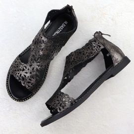 Sandalias de mujeres Factucas platino Czarne M. Daszyński MR24148-2 negro 3