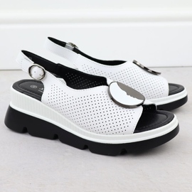 S.Barski Sandalias de cuero para mujeres para Openwork Białe S. Barski LR51-788 blanco 2