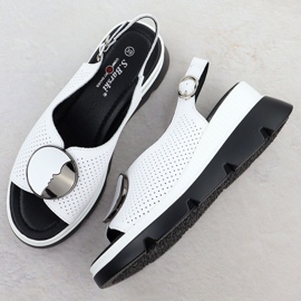 S.Barski Sandalias de cuero para mujeres para Openwork Białe S. Barski LR51-788 blanco 3