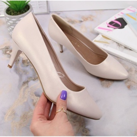 Zapatos de salón pin beige perla W Sergio Leone 4
