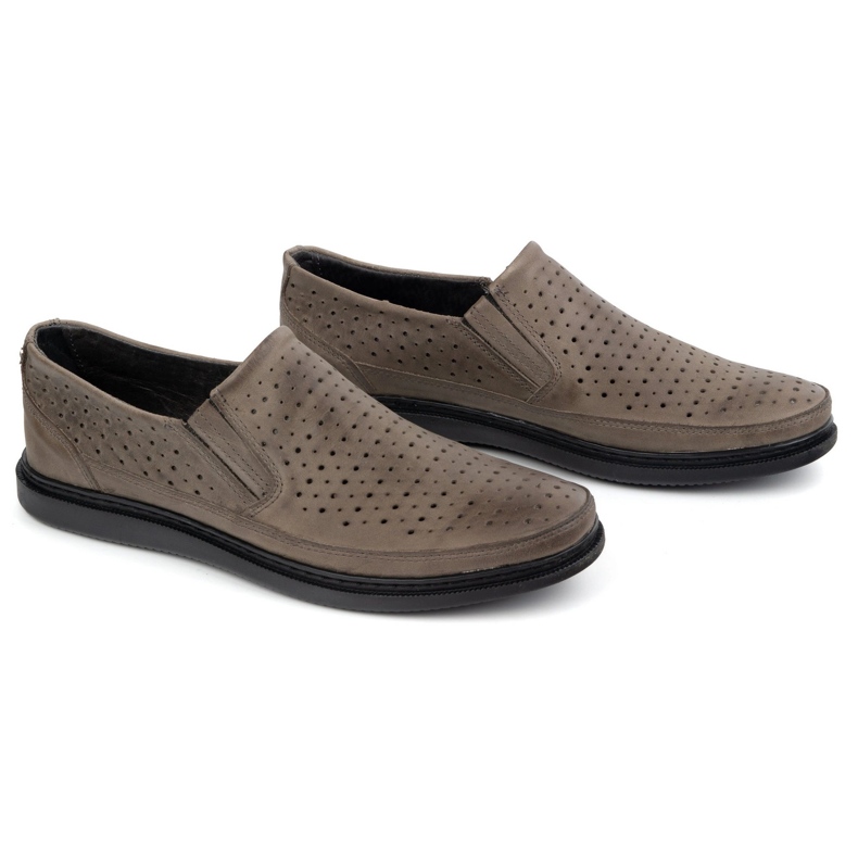 Polbut Zapatos de cuero a puertas para hombres 2107l gris 2