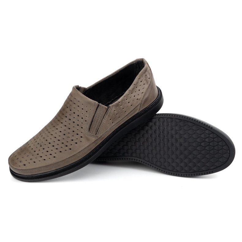 Polbut Zapatos de cuero a puertas para hombres 2107l gris 3