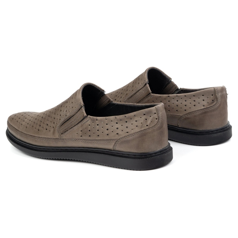 Polbut Zapatos de cuero a puertas para hombres 2107l gris 4