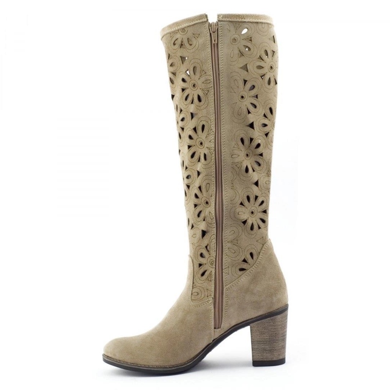 Olivier Botas de tacones calados beige 1