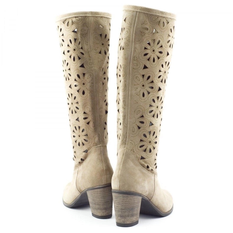 Olivier Botas de tacones calados beige 3