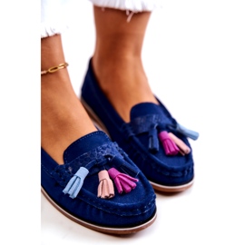 Evento Mocasines Mujer Ante Flecos Azul Marino Laressa 4