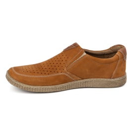KOMODO Zapatos de cuero para hombres Openwork casual 854/2 rojo marrón 1